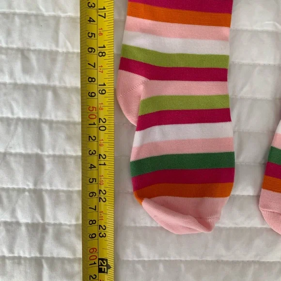 Gymboree Striped Tights Stretchy Pull On Pink Green Orange White Girls M/L - Picture 11 of 12
